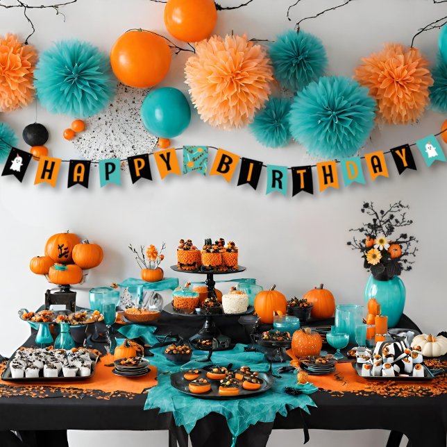 Banderines Cumpleaños verde azulado y Naranja de Bantaño Fant (Subido por el creador)