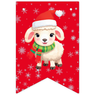 Banderines Curiosas ovejas navideñas Ram Santa Scarf fiesta