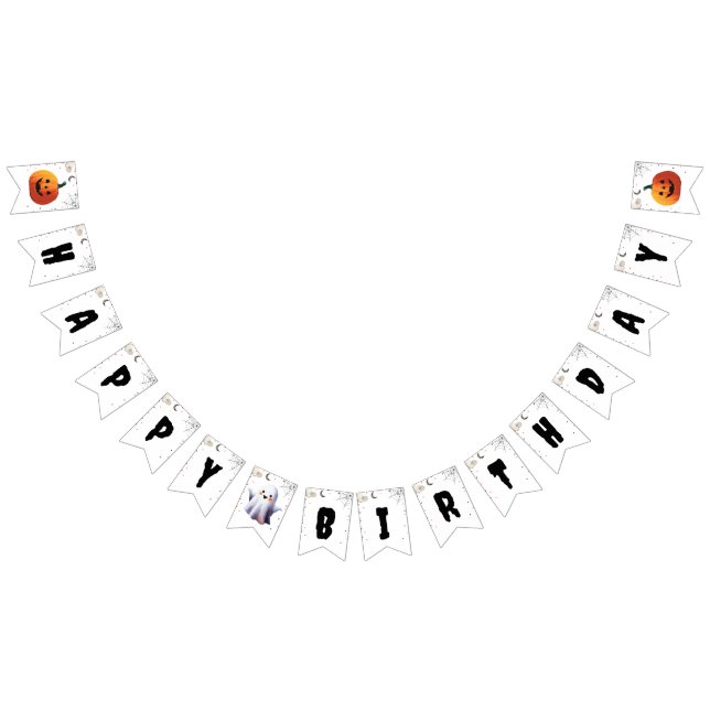 Banderines Cute Boo Halloween Fantasma Feliz cumpleaños (Todo)