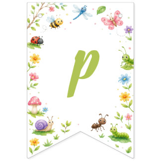 Banderines Cute Bugs Cumpleaños Feliz Estandarte