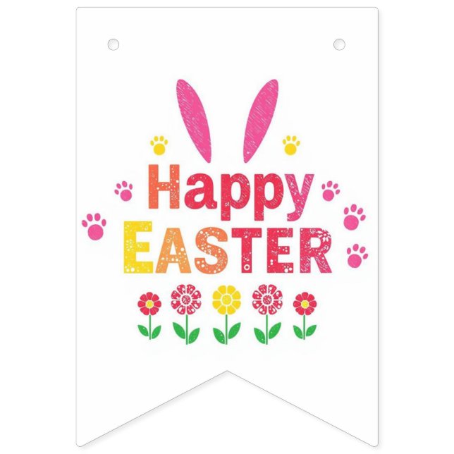 Banderines cute bunny painting Easter Eggs wrapping paper  (Primera bandera)