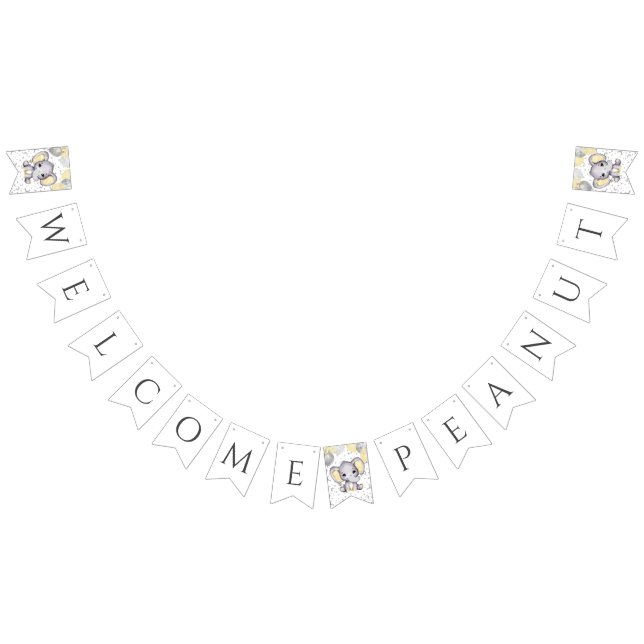 Banderines Cute elefante amarillo globos Baby Shower Bunting (Todo)