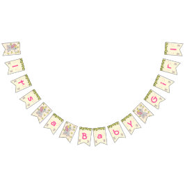 Banderines Cute Floral Elephant es un Baby Shower Chica
