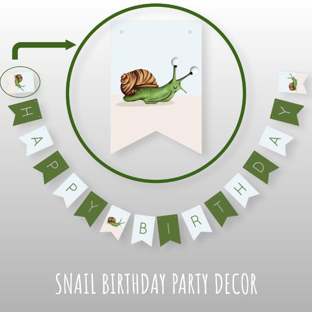 Banderines Cute Garden Snail Niños Feliz Cumpleaños (Subido por el creador)