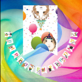 Banderines Cute Guinea Cerdos y Globos Cumpleaños