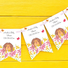 Banderines Cute Hedgehog Baby Shower personalizado