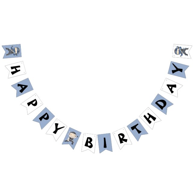 Banderines Cute Little Ninja Happy Birthday Bunting Flags (Todo)