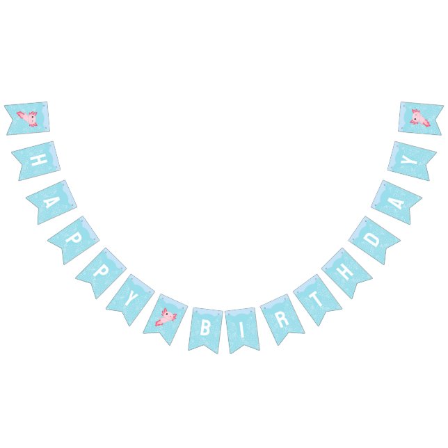 Banderines Cute Pink Axolotl Underwater Birday Party (Todo)