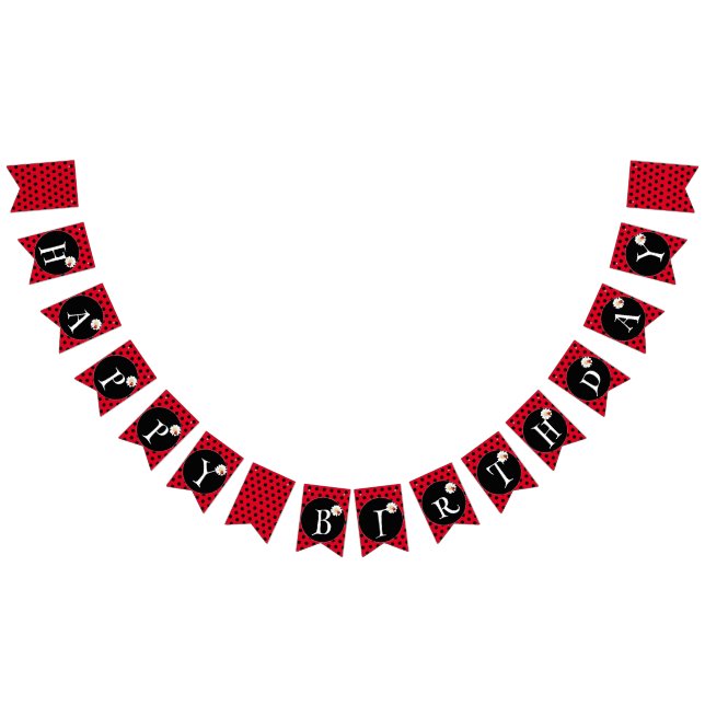 Banderines Cute Polka dot Ladybug Daisy Flower Birday Party (Todo)