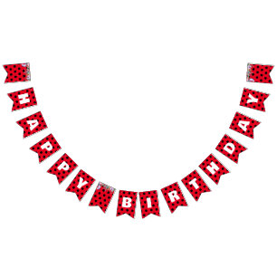 Banderines Cute Red Ladybug Polka punto floral Flower Cumplea