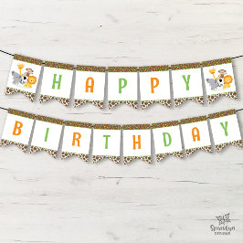 Banderines Cute Safari Jungle Animals Cumpleaños banderín ban