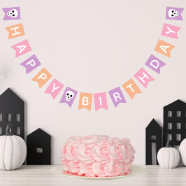 Banderines Cute Skulls Pastel Halloween Feliz cumpleaños