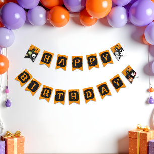 Banderines Cute Spooktacular Halloween Monster Feliz cumpleañ