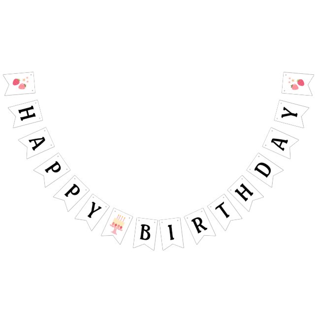 Banderines Cute Strawberry Pink Girls Birthday Bunting Banner (Todo)