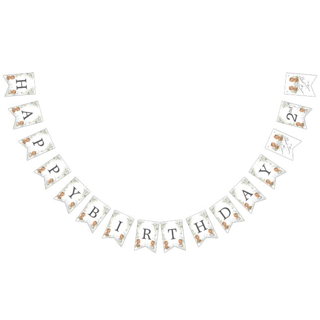 Banderines Cute Teddy Bears Tea Fiesta 2do cumpleaños Dos dec (Todo)