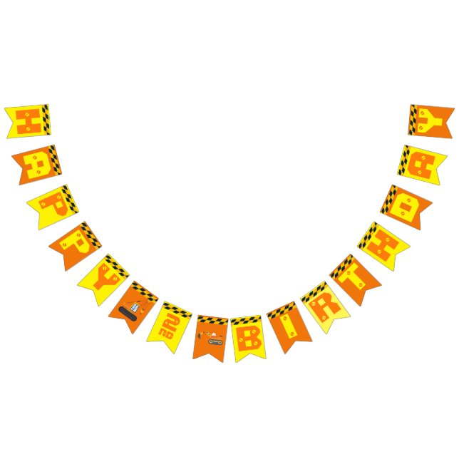 Banderines Cute tema de construcción fiesta de cumpleaños de  (Todo)