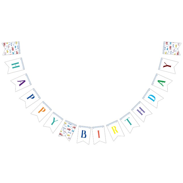 Banderines Cute Transportation Happy Birthday (Todo)