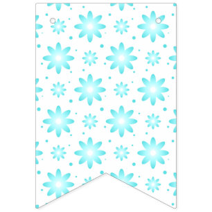 Banderines Daisy delicado blanco y turquesa, patrón de puntos