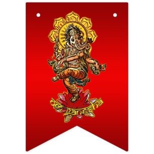 Banderines Danzando Ganesha en Flor de Loto
