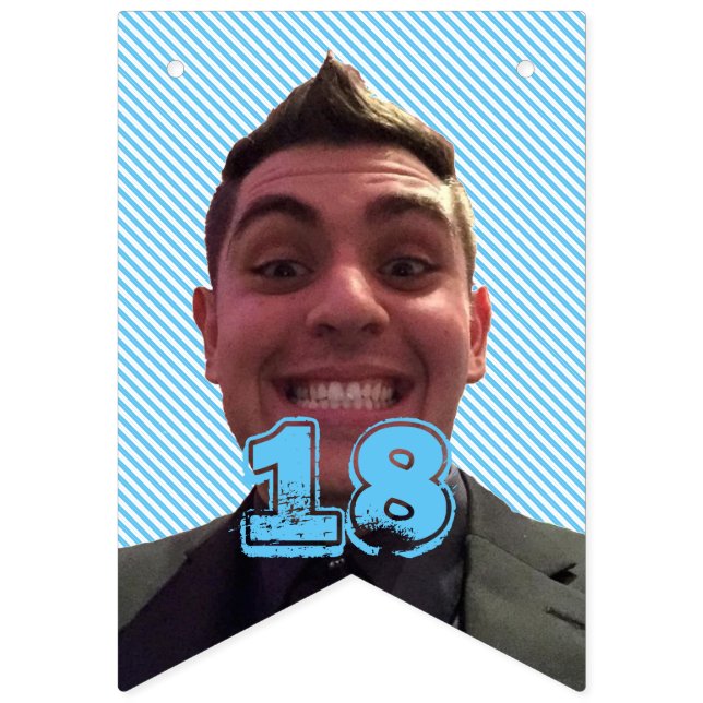 Banderines Décimo octavo cumpleaños feliz con la fotografía (Primera bandera)