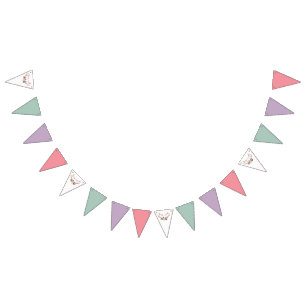 Banderines Decoración de cumpleaños de Rosa y Fiesta Garland