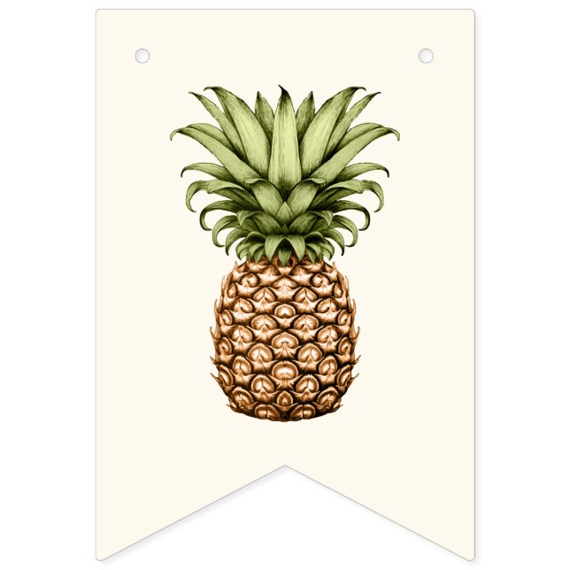 Banderines Decoración de cumpleaños feliz con piña tropical (Primera bandera)