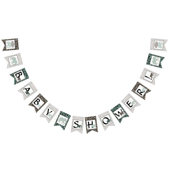 Banderines Decoración de Fiesta Baby Shower Elephant Zebra Bo (Todo)