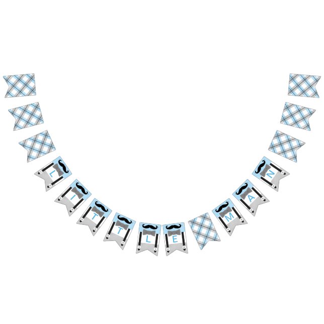 Banderines Decoración de la ducha de bebé azul gris mostaza (Todo)