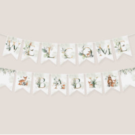 Banderines Decoraciones de Baby Shower de animales de bosque 
