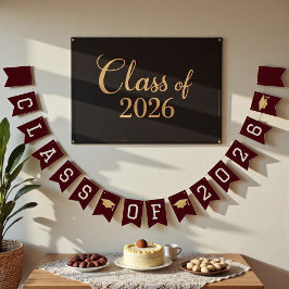 Banderines Deep Burgundy Class Of 2026 Graduation Party