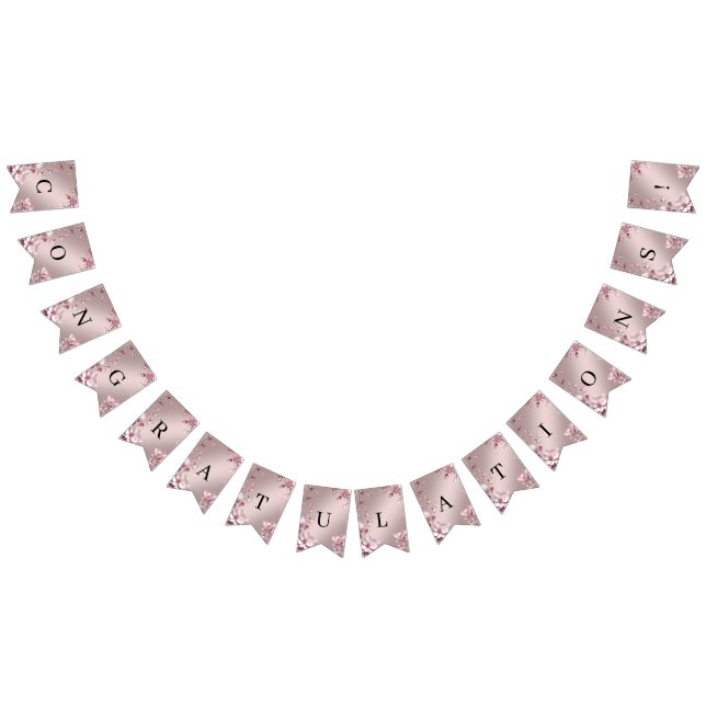 Banderines Delicate Pink Floral Bunting Flag (Todo)
