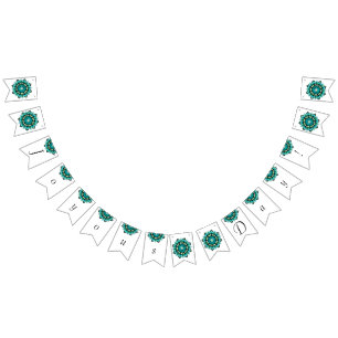 Banderines ¡Día de la felicidad! Mandala en aqua Bunting