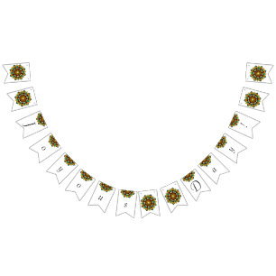 Banderines ¡Día de la felicidad! Mandala en racimo amarillo y