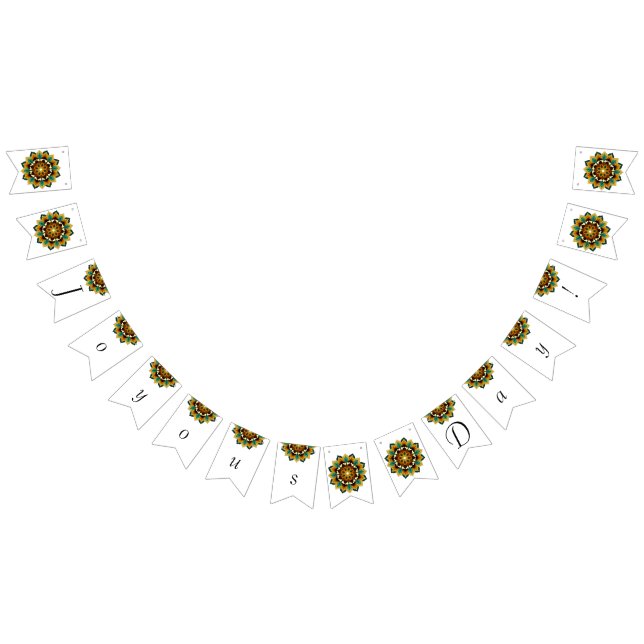 Banderines ¡Día de la felicidad! Mandala en racimo amarillo y (Todo)