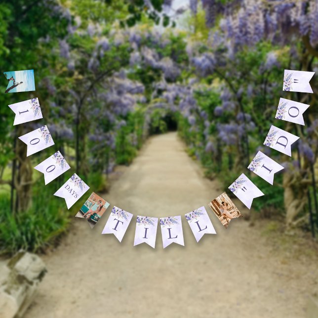 Banderines Días personalizados hasta que hago ducha nupcial f (Custom Days Till I Do Floral Bridal Shower Bunting Flags)