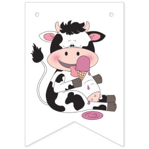 Banderines Dibujo animado lindo de la vaca del bebé con su