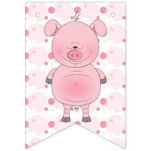 Banderines Dibujo animado rosado alegre del cerdo