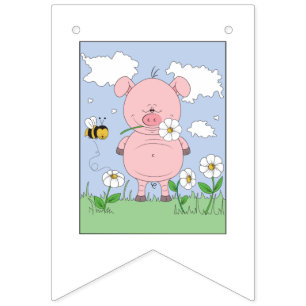 Banderines Dibujo animado rosado alegre del cerdo