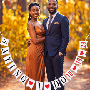 BANDERINES DICIENDO SÍ: FECHA DE BODAS PERSONALIZADA