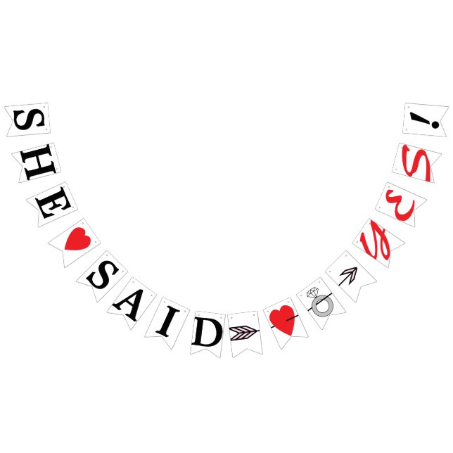 Banderines DIJO QUE SÍ, Corazón Rojo, Anillo De Diamantes Y F (Todo)