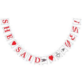 Banderines DIJO QUE SÍ, Texto rojo - Anillo de diamante, Cora