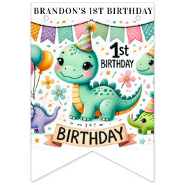 Banderines Dinosaur Dino Fiesta de cumpleaños 1