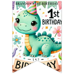 Banderines Dinosaur Dino Fiesta de cumpleaños 1