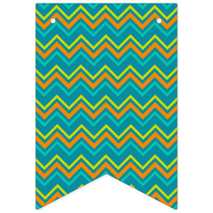 Banderines Dinosaur Geométrico de Línea Zig Zag Naranja Amari
