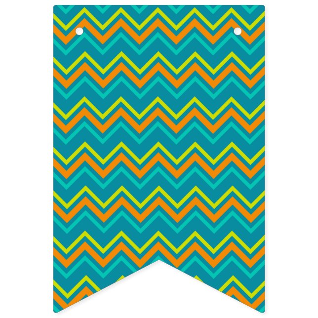 Banderines Dinosaur Geométrico de Línea Zig Zag Naranja Amari (Primera bandera)