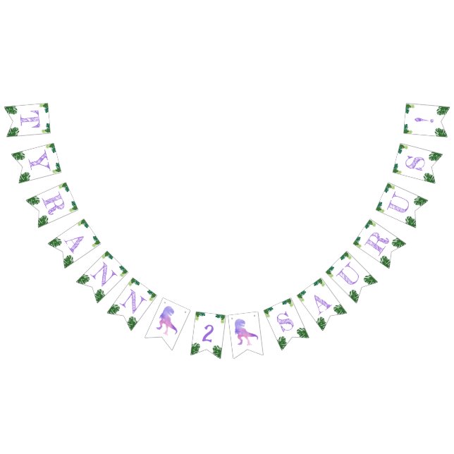 Banderines Dinosaurio 2 cumpleaños Tirano Púrpura Rex (Todo)