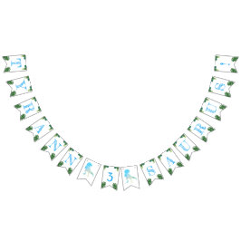 Banderines Dinosaurio 3 Fiesta de cumpleaños Blue Tyrannosaur