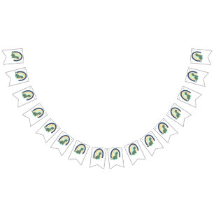 Banderines Dinosaurio dibujado a mano con fiesta de cumpleaño