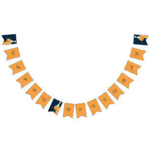 Banderines Dinosaurio Dibujado a Mano Naranja Azul Feliz Cump