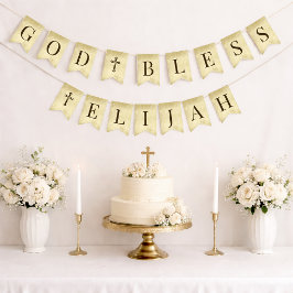 Banderines Dios bendiga 6 letras 2 cruces pergamino Religioso